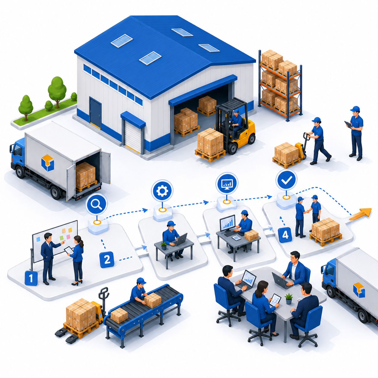 Ilustrasi implementasi proyek logistik secara bertahap